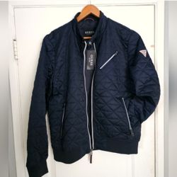 Men's XL Blue Guess Jacket Quilted New