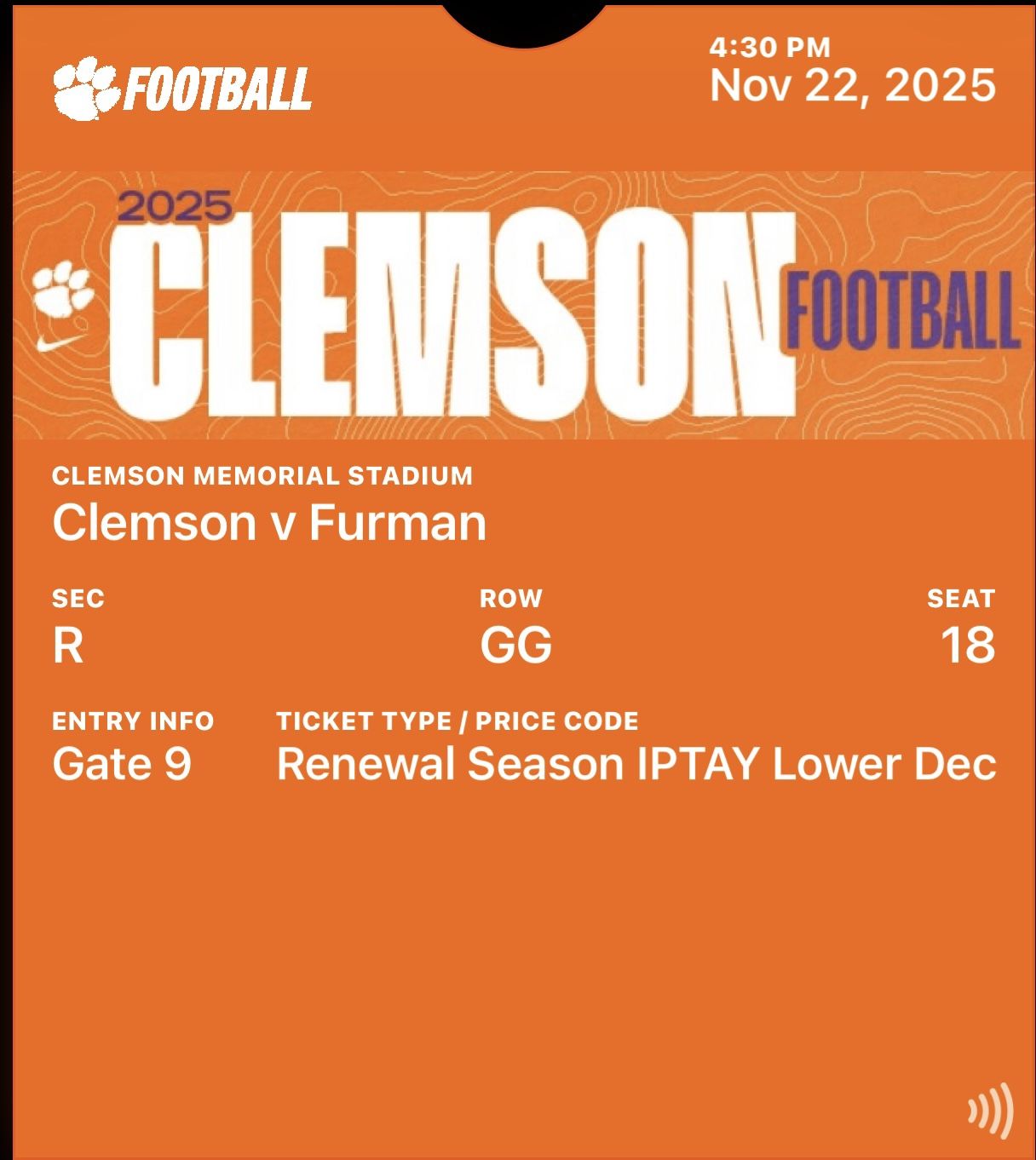 2 Clemson Vs Furman Tickets Tomorrow Game In Clemson. 