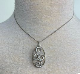 Tone Rhinestone Swirl Pendant Necklace