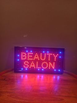 Illuminated Led Neon Style Business Sign BEAUTY SALON in red and blue letter  dots