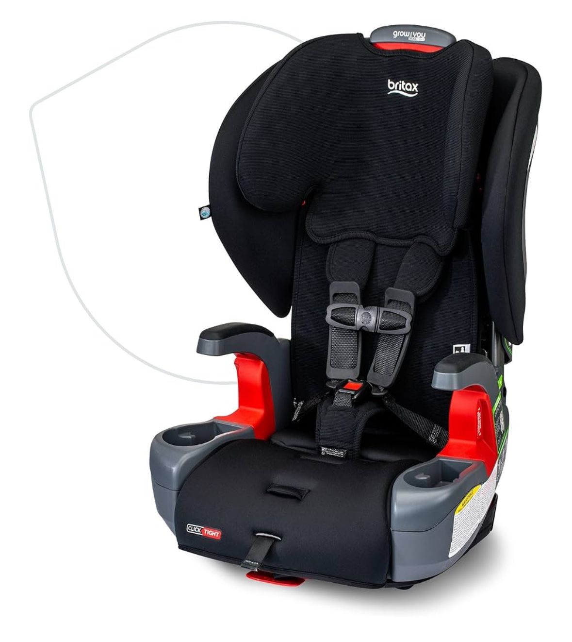 Britax Grow with You ClickTight Harness-2-Booster Car Seat, 2-in-1 High Back Booster, Black Contour