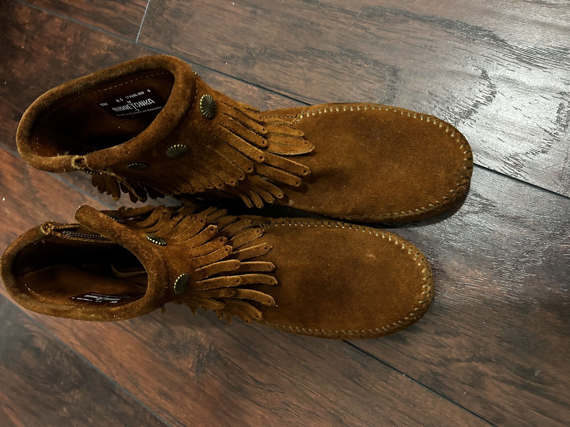 Brown Fringe Booties