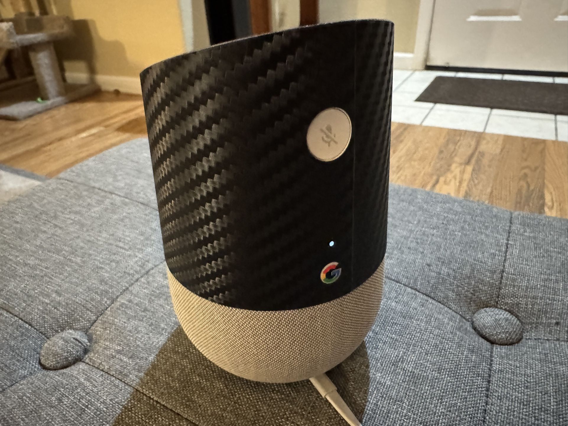 Google Home Smart Speaker (Gen 1) – Works Great – Carbon Fiber Skin
