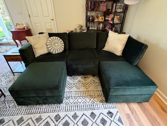 Green velvet modular couch - Belffin