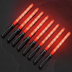Pack 16-inch Safety Air Traffic Control Wand, Signal Traffic Safety Baton Led Light with 3 Flashing Modes for Parking Guides, Using 2 C-Size Batteries