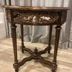 Maitland Smith Round Mahogony Carved End Table 3030-944