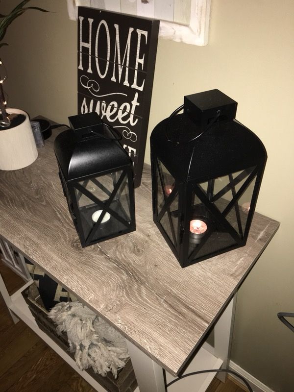 Pair of black lanterns