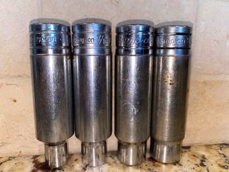 Bundle Lot Of 4 Snap On 1/2 Drive Deep well 6 Pt Socket 3/8”-9/16” TS121 TS141