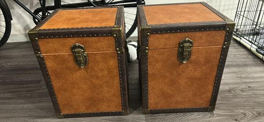 Two Small Storage  Trunks Chests with brass