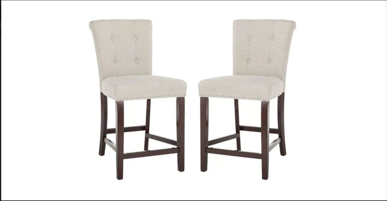 SAFAVIEH 29.5-inch Taylor Bar Stool - Light Grey / Espresso (Set of 2) ( Brand New)