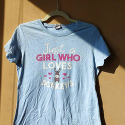 Just a girl who loves donkeys cotton crew Neck Short Sleeve t tee shirt top women's Size S Small