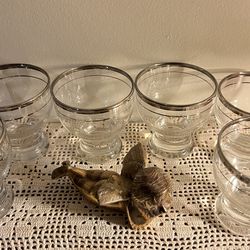 Six Vintage MCM Javit Crystal Glasses