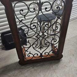 Beautiful Glass & Wood Raw Iron End Table 