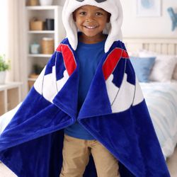 Marvel Captain America Blue Hooded Plush Blanket