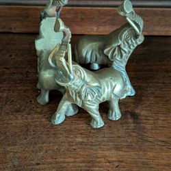 Three MCM Brass elephants  Base w 4 Globes