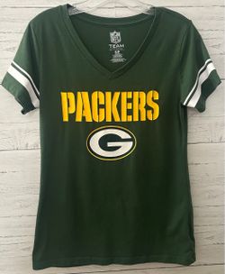 Green Bay Packers Shirt Women’s Small Green V Neck NFL Team Apparel Graphic Tee