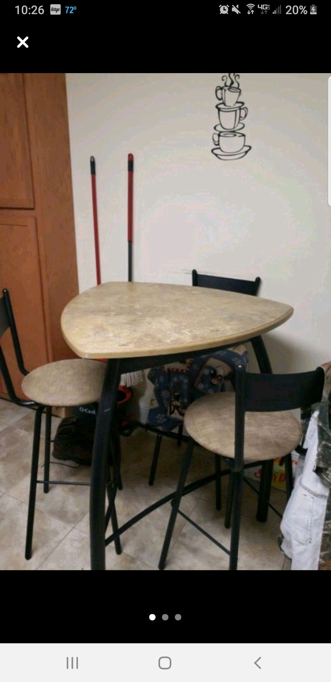 High top table and chairs