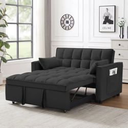 New in box Modern Velvet Loveseat Futon Sofa Couch - Black