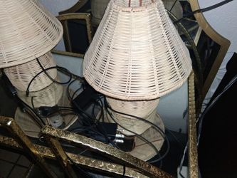 Small wick er lamps decor two