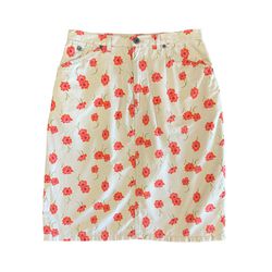 Liz Claiborne Liz Wear Jeans Khaki Jean Skirt Women’s Floral 100% Cotton Size 8