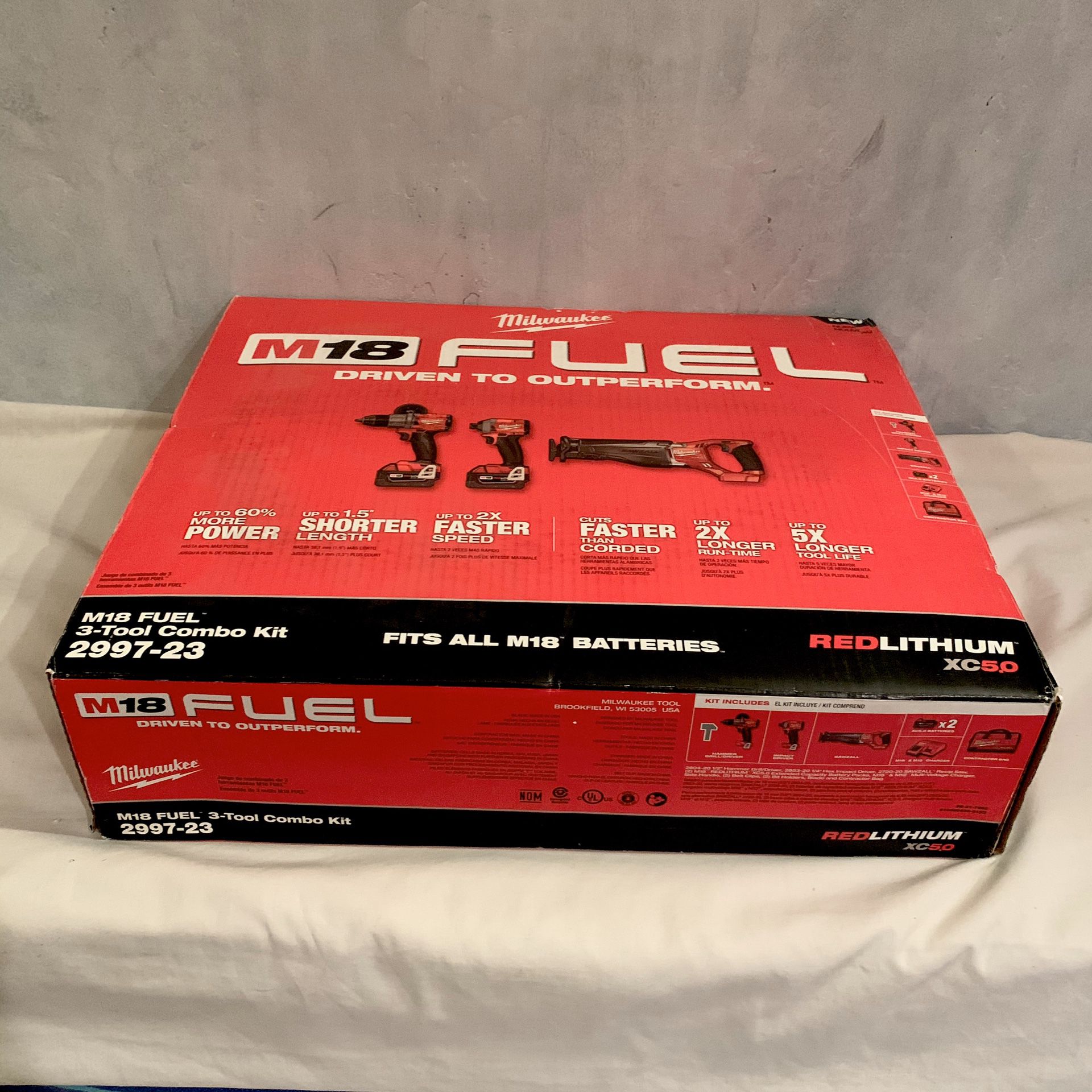 NIB Milwaukee M18 FUEL™ 3 Tool Combo Kit. Mod Number 2997-23