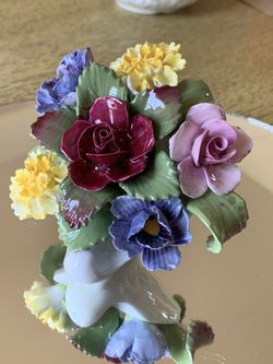 AYNSLEY bone ENGLAND vintage hand painted Chine flowers