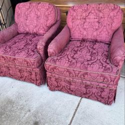 Set Of Two Burgundy Chairs