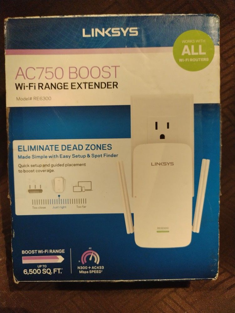 LINKSYS AC750 BOOST Wi-Fi RANGE EXTENDER