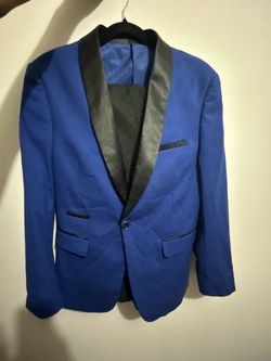 Royal Blue Tuxedo Jacket + Matching Slim-Fit Black Pants (Men's XS)