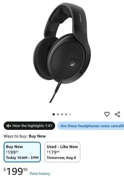 Sennheiser HD 560 S Over-Ear Headphones, Open-Back, Detachable Cable, Black