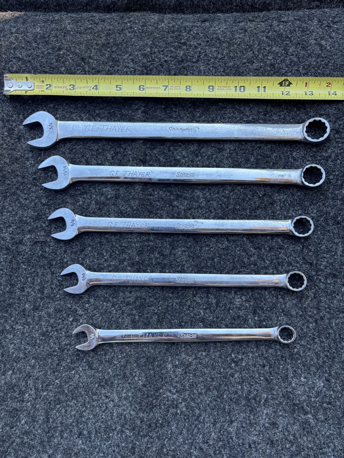Snap-on 5pc SAE Long Combination Wrench Set