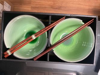 Miya Co. Kosui Green Japanese Bowl Set for Two – In Box