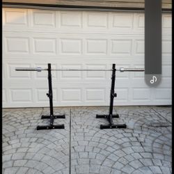 Squat Bench Press Stands Bar N WEIGHTS