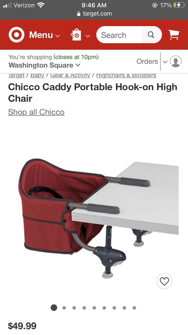 Chicco Caddy Portable Hook On Tabl High Chair