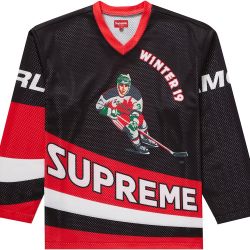 Supreme Crossover Hockey Jersey FW19 Men's Size Large Black Mesh