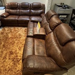 Rich Italian Leather Living  Room Set/// No Interest Payment Option