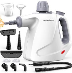 Multi-Surface Handheld Pressurized Steam Cleaner with 11-Pieces Accessories, 15.2OZ Hands-free Portable Steamer for Cleaning, Multipurpose Steam Clean