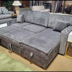 ✅️✅️ Gray  Convertible Sectional W/ Cup Holder & W/ USB Port✅️✅️