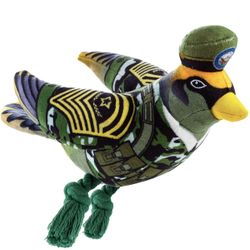 New never used Dog Squeaky Toys, Cute Funny Plush Pigeon Soldier Chew Toys 11" for Small Medium Dogs(Green)
