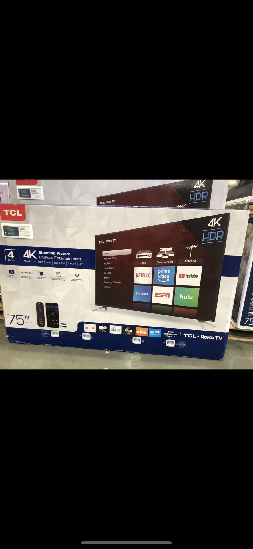 75” TCL Smart 4k Roku LED Tv 
