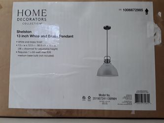 Shelston 13 in. 1-Light White and Brass Farmhouse Hanging Kitchen Pendant Light with Metal Shade