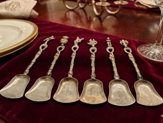 Set of vintage ornate Italian sugar spoons