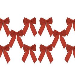 Brand New Celebrate A Holiday Red Velvet Christmas Wreath Bow, Set of 10 - Dimensions of 9" W X 13" L - Great for Christmas Garland, Large Gifts