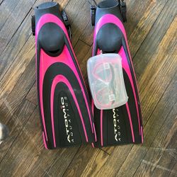 NEW Atomic Aquatics Blade Fins & Mask Set Pink – Retail $180 🐠 