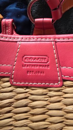 Coach Leather Ware Woven Straw Handbag