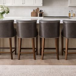 William Sonoma Leather Counter Stools (Set Of 4)