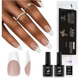 240 Pcs French Tip Coffin Soft Gel Nail Tip Kit