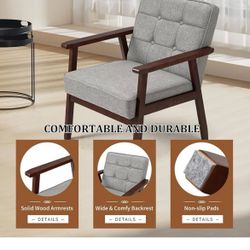 Haddockway Mid Century Accent Chair with Arms,Retro Leisure Reading Armchair,Comfy Leisure Chair Living Room Chair,Modern Linen Upholstered Lounge Cha