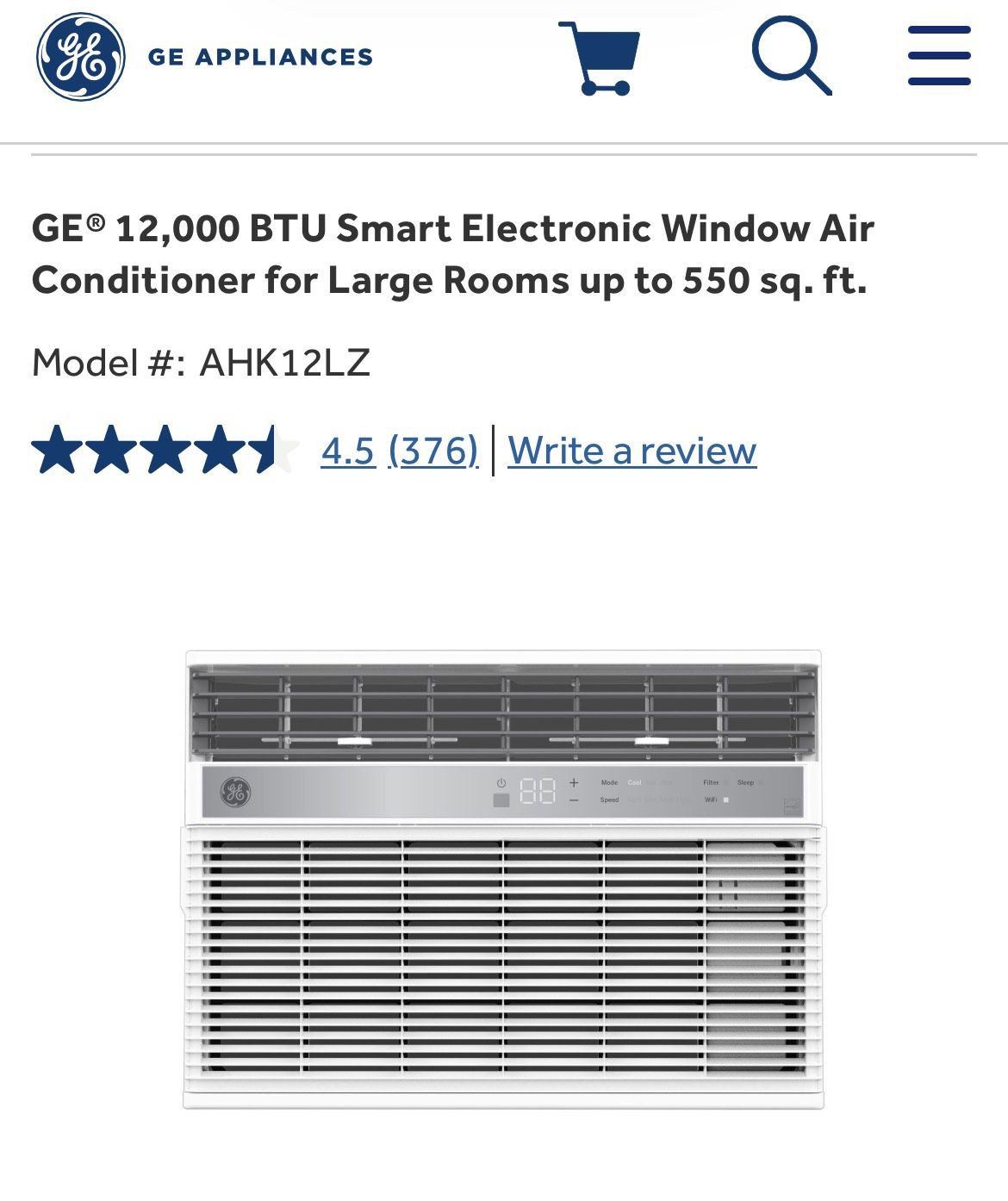 GE 12,000 BTU AC Window Unit 
