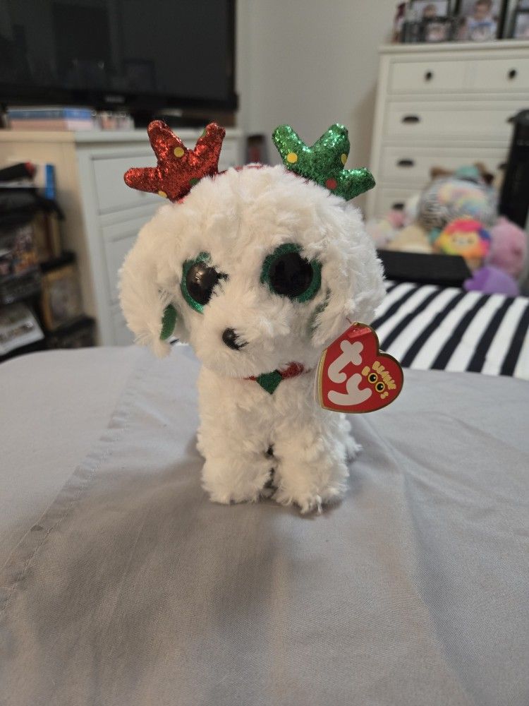 New. Ty. Beanie Boos. Sugar The Christmas Holiday Dog.